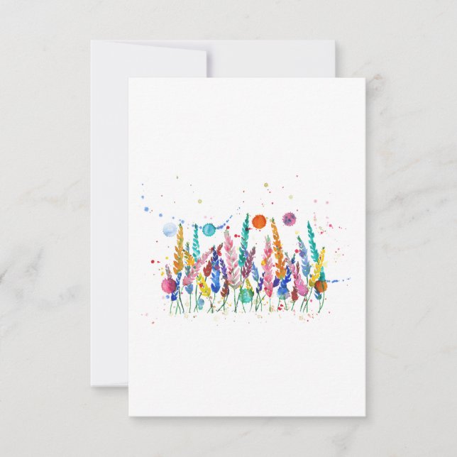 Convite Colorful Watercolor Flowers (Frente)