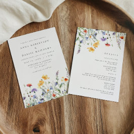 Convite Colorful Watercolor Wildflower All in One Wedding