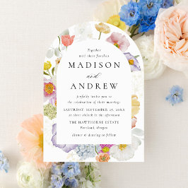 Convite Colorful Watercolor Wildflower Arch Wedding