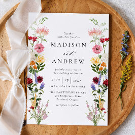Convite Colorful Watercolor Wildflower Wedding