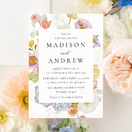 Convite Colorful Watercolor Wildflower Wedding