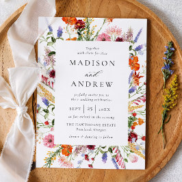 Convite Colorful Watercolor Wildflower Wedding