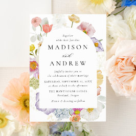 Convite Colorful Watercolor Wildflower Wedding