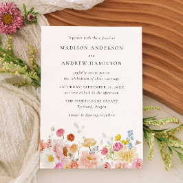Convite Colorful Watercolor Wildflower Wedding Invitation