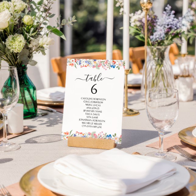 Convite Colorful Whimsical Wildflower Wedding Table Number (Criador carregado)