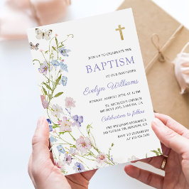 Convite Colorful Wildflower Meadow Girl Baptism