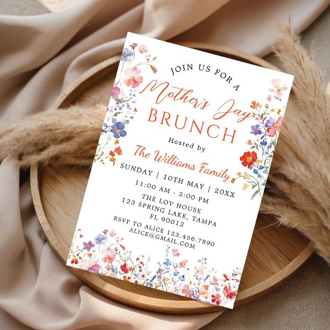 Convite Colorful Wildflower Mother's Day Brunch Invitation (Colorful Wildflower mother's day brunch Invitation)