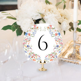 Convite Colorful Wildflowers Floral Round Table Number