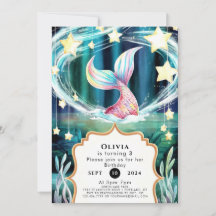 Colorida Aquarela Sereia Aniversário