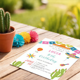 Convite Colorida Cactus Mexicano Foto Fiesta Aniversário