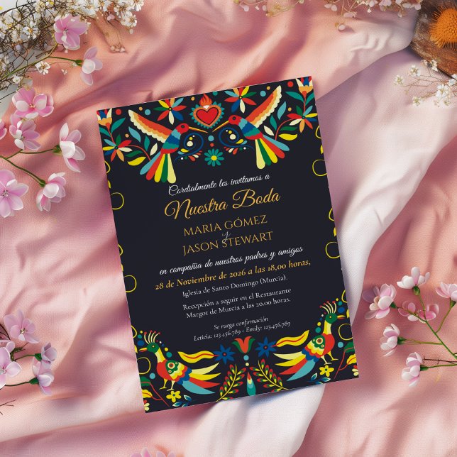 Convite Colorida Festa Cinco de Mayo Casamento Espanhol (Colorful Cinco de Mayo Fiesta Spanish Wedding Invitation)