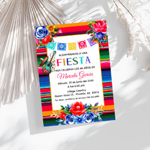 Convite Colorida Festa de aniversário Fiesta Mexicana Espa