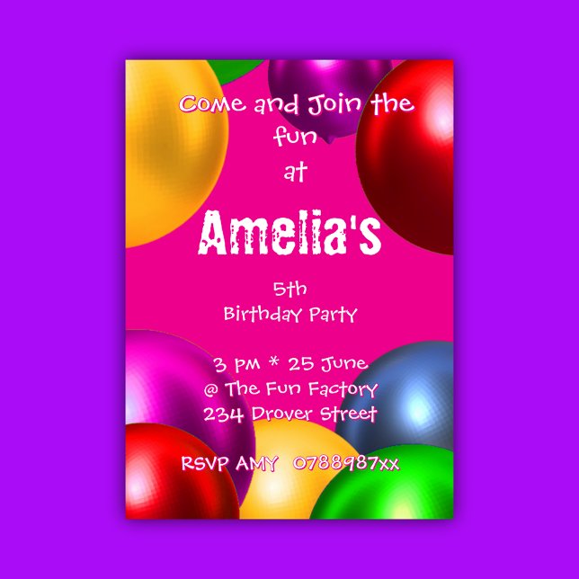 Convite Colorida Festa do Balão de Aniversário (Criador carregado)
