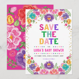 Convite Colorida Festa Floral Mexicana Salve a Data