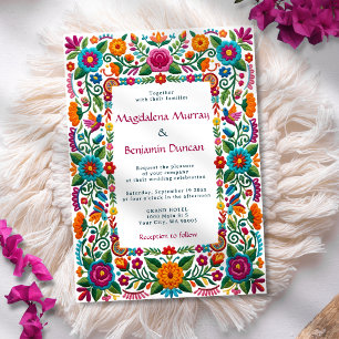 Convite Colorida Festa Mexicana Floral Bordado Casamento