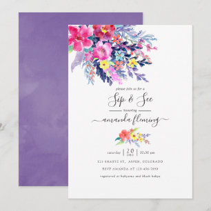 Convite Colorida Floral de Aquarela Primavera Sip e Veja