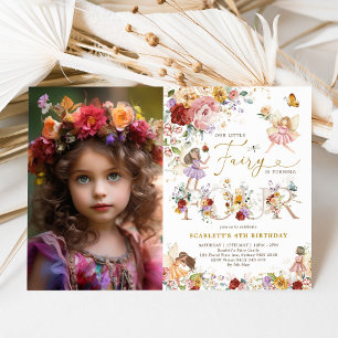Convite Colorida Floral Fairy Princess 4. Foto de aniversá