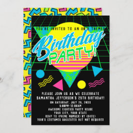 Convite Colorida Geométrica 80s 1980s Festa de aniversário