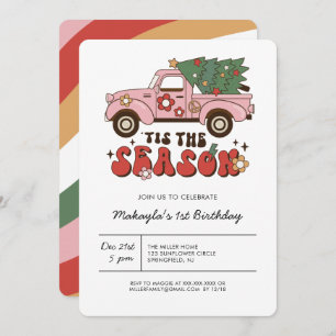 Convite Colorida Groovy Retro Natal Aniversário