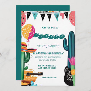Convite Colorida mexicana Fiesta Birthday