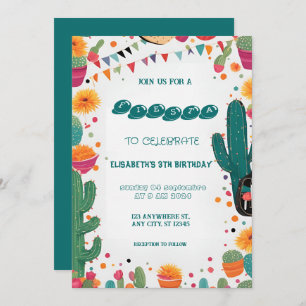 Convite Colorida mexicana Fiesta Birthday