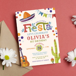 Convite Colorida Mexicana Fiesta Primeiro Aniversário