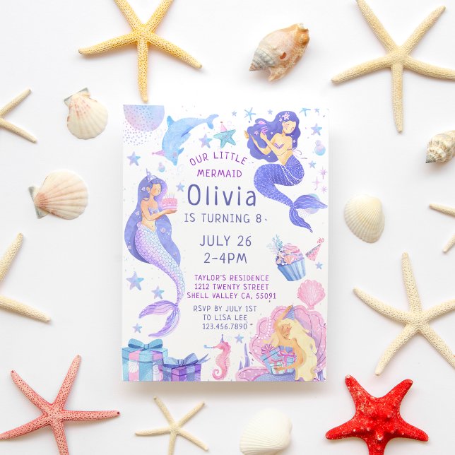 Convite Colorida Nossa Pequena Sereia Todos Os Anos Aniver (Criador carregado)
