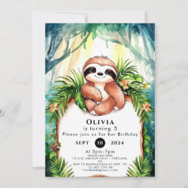 Convite Colorida Pastel Sloth Aniversário