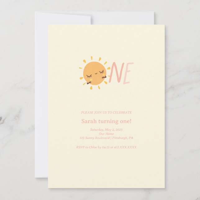 Convite Colorida Primeira Volta ao Sol 1º  (Frente)