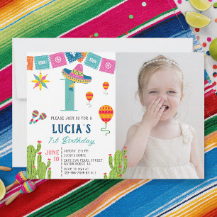 Convite Colorida primeiro aniversario de Foto Fiesta Cactu