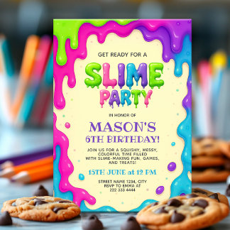 Convite Colorida Slime Party | Aniversário de criança edit