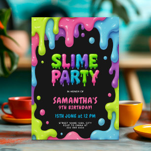 Convite Colorida Slime Party for Kids
