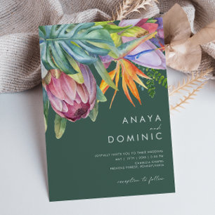 Convite Colorida Tropical Floral Casual Colorida Casamen