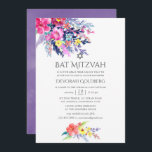 Convite Colorida Watercolor Floral Bat Mitzvah<br><div class="desc">Ssofisticado e de cor clara,  o morcego mitzvah da flor silvestre,  convites com sotaque de ameixa,  ultra violeta e verde-salva,  projetados para serem rápida e facilmente personalizados de acordo com as especificidades de seu evento.</div>