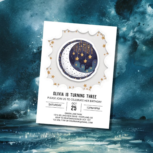 Convite Colorida Whimsical Stars Digital Aniversário (Criador carregado)