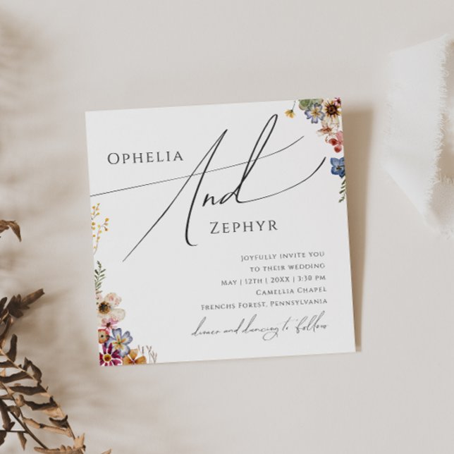 Convite Colorida Wildflower | Casamento praça de jardim (Criador carregado)