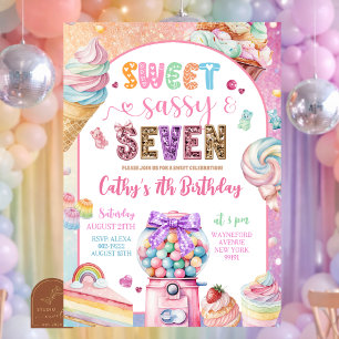 Convite Coloridas Balas Pastel com Lantejoulas Aniversário