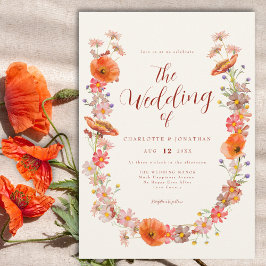 Convite Coloridas Flores Silvestres Casamento de Outono