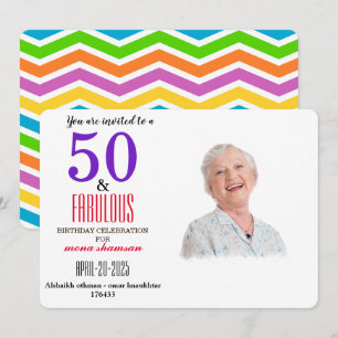 Convite Colorido 50 & Fabuloso