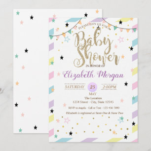 Convite colorido adorável do chá de fraldas das