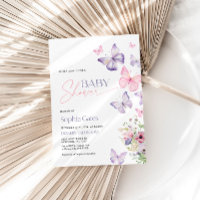 Convite Colorido ao Chá de fraldas com Borboletas