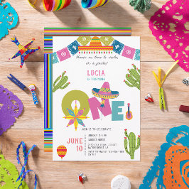Convite Colorido Cactus Mexicano Fiesta Primeiro Aniversár