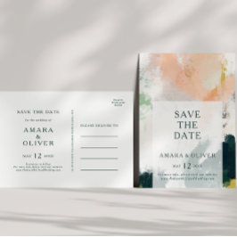 Convite Colorido Cartão Postal de Save The Date Abstrato