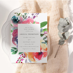 Convite Colorido Chá de Bebê Floral Boho Aquarela