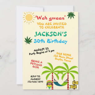 Convite Colorido de Aniversário de Adulto Jamaican