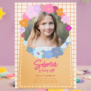 Convite Colorido de Aniversário de Menina com Foto