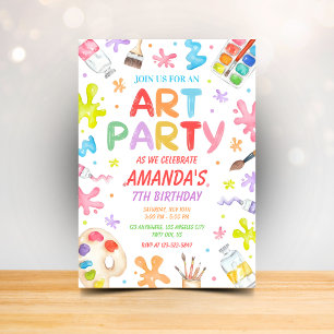 Convite Colorido de Aniversário para Festa de Arte