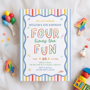 Convite Colorido de Aniversário Quatro Vezes o Fun
