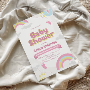 Convite Colorido de Chuvada de Bebê para Meninas c