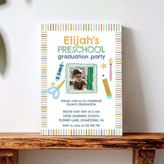 Convite Colorido de Formatura da Educação Infantil (Criador carregado)